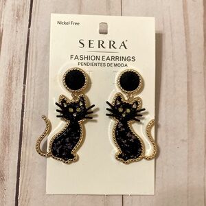 Black Cat Dangle Earring
